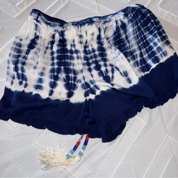 Young Fabulous & Broke High Waist Tie-Dye Shorts - Navy and White - Picture 8 of 12